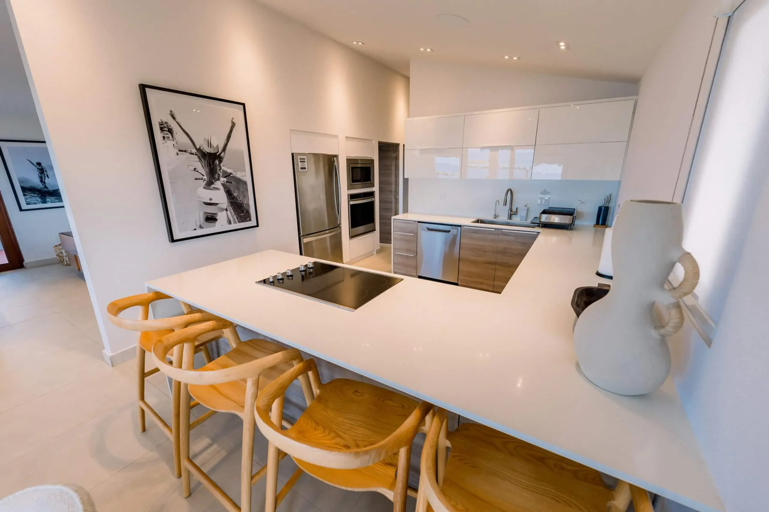 Kitchen island with four stools